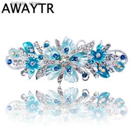 Hair Clips Newest Flower Hair Barrettes 2021 Womens Fashion Full Diamond Crystal Hairpin Hair Clips Female Alloy Big Hairpins Headdress Y240329