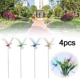 Garden Decorations 3d Fake Dragonfly Clip Yard Planter Flower Decor Decoration Colorful Pots Outdoor Arrange R2w6