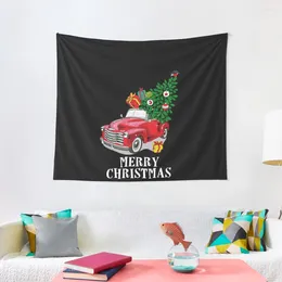 Tapestries Merry Christmas Vintage Truck Tapestry Home Decorations Aesthetic Tapete For The Wall Decor