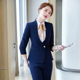 Women's Two Piece Pants IZICFLY Autumn Spring Style Professional Business Suits With Pant Slim Office Blazer Set For Women Work Wear