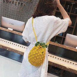 Bag Straw Woman Beach Woven Fashion Shoulder Messenger Pineapple Purse Mobile Phone