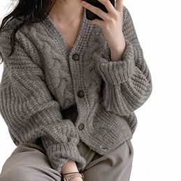 heliar Women Ribbed Single-breasted Loose Cardigan Sweater Coat Short Jacket Knit V-Neck Casual Sweater For Women Fall Winter s7OJ#