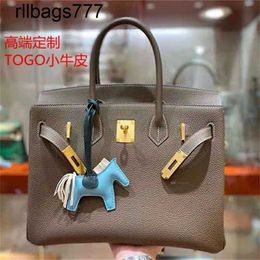 Bk Tote Bag Leather 2024 High-end Togo Calf Head Women's Lock High-end