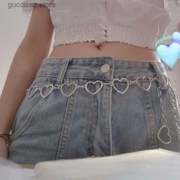 Waist Chain Belts Womens fashionable heart-shaped metal waist chain waist belt accessories Y240329