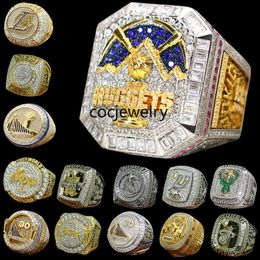 تصميم بطولة كرة السلة العالمية رنين الفاخرة 14K Gold Nuggets Team Jokic Champions Rings for Mens Women Star Diamond Sport Jewelry