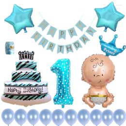 Party Decoration 1set Paper Happy Birthday Banner 32inch Number Globos Cake Princess Crown Star Helium Balls Baby Shower 1st Supplies Decor
