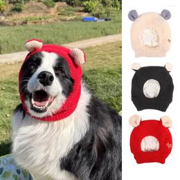 Dog Apparel Cute Little Eared Hat Solid Colour Knitted Pet Ears Covers Windproof Warm Headgear For Medium Large Dogs Accessories