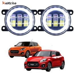 EEMRKE Led Fog Light Assembly 30W/ 40W for Suzuki Swift V, Swift Sport 2018-2023 with Clear Lens Angel Eyes DRL Daytime Running Lights 12V PTF Car Accessories