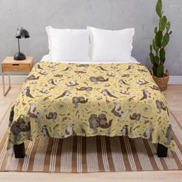 Blankets Otters In Yellow Throw Blanket Polar Decorative Beds Bed Plaid