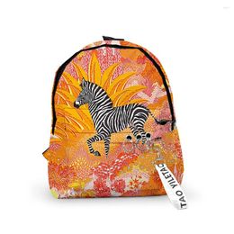 Backpack Harajuku Horse Notebook Backpacks Boys/Girls Pupil School Bags 3D Print Keychains Oxford Waterproof Cute Small