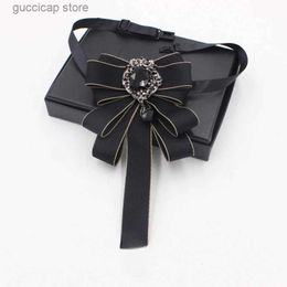 Bow Ties Bow Tie for Men Womens Business Banquet Party Host Suit Shirt Accessories British Korean Wedding Rhinestone Collar Flower Ties Y240329