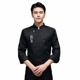 apr Shirt Chef Uniform Men Unisex Jacket Kitchen Print Pastry Hat Bakery Cook Restaurant Clothes Sleeve Lg Waiter Coat Logo g8Ah#