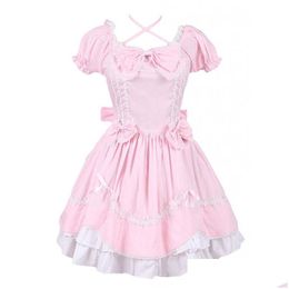 Theme Costume Can Be Custom Pink And White Short Sleeve Bow With Tie Gothic Victorian Lolita Dresses For Women Customised Drop Deliver Dhlr2