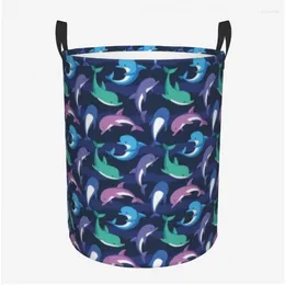 Laundry Bags Cartoon Ocean Animal Basket Oxford Cloth Folding Storage Laundryers Organisation Children's Toy Portable