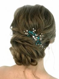bohemian Green Wedding Hair Comb Rhineste Hair Jewellery Bridal Fr Headpiece Romantic Hair Ornaments for Bride Ornament 66bs#