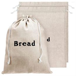 Storage Bottles Linen Bread Bags (3 Packs) Burlap Reusable Drawstring Unbleached Loaves Pastries Handmade Food