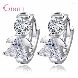 Hoop Earrings 925 Sterling Silver Jewellery For Women Angel Shape CZ Crystal Earring Romantic Engagement Gift Supplies