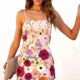 Casual Dresses Slim Fit Mini Short Sleeveless Wrap Buttocks 2024 Spring/summer Women's Clothing Gorgeous Temperament Three-dimensional Flor