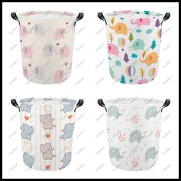 Laundry Bags Elephant Pattern Foldable Basket Hamper Dirty Clothes Storage Organiser Bucket Homehold Bag