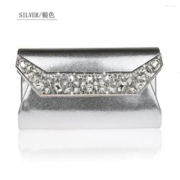 Evening Bags Silver Women PU Bag Bride Wedding Clutch Handbag Party Purse Makeup 915-B