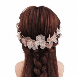 meldel Woman Jewellery hair accories copper wire petal hair band bride headdr pearl handmade hair band dr headdr C5n2#