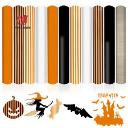 Films Heat Transfer Vinyl Bundle 11PCS 12"x10" Orange Stripe HTV Iron on TShirts Vinyl 5 Assorted Colours with One Brown Bat Sheet DIY