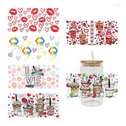 Window Stickers Valentine's Day 3D UV DTF Transfer Libbey Cup Wrap Iron For Glass 16oz D8768