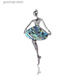 Pins Brooches Dmari Women Brooch Korean Fashion Style Elegant Abalone Shell Ballet Dancer Lapel Pins Luxury Jewellery Accessories For Clothing Y240329