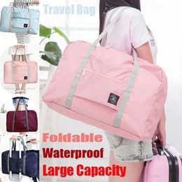 Other Home Storage Organisation Nylon Foldable Travel Bags Unisex UltraLight Large Capacity Bag Luggage For Women Outdoor Waterproof Handbags Men Travel Bags Y240