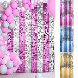 Party Decoration 1 2M Coloured Rain Silk Square Curtain Birthday Baby Shower Stage Decor Background Wall Supplies