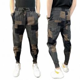 men's Casual Patchwork printed Spring Autumn Korean Designer Baggy Pants Gym Clothing Japanese Streetwear Harem Jogger Pants Men f9Eh#