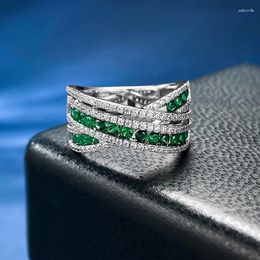 Cluster Rings SpringLady 925 Sterling Silver Emerald High Carbon Diamonds Gemstone Engagement Fine Jewellery Wedding Ring For Women