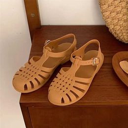 Sandals Women Jelly Shoes Summer Ankle Strap Rubber Soft Sole Non-slip Mom Casual Comfortable Female Footwear 2023 H2403282GXM