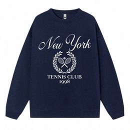 autumn Plus Size Women Sweatshirt New Youth Tennis Club 1998 Logo Print Hoodie Loose Warm Pullover Fleece Soft Female Clothes K65Y#