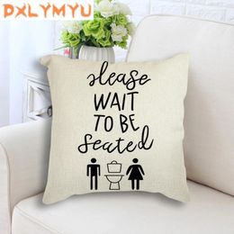 Pillow Funny Quote Toilet Paper Brush Teeth Bathtub Painting Cover Nordic Posters Printed Throw Case 45x45cm For Sofa