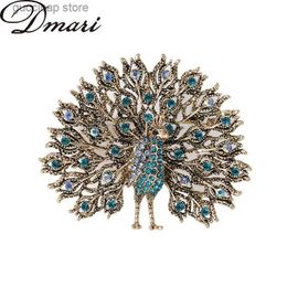Pins Brooches Dmari Luxury Jewellery Vintage Rhinestone Peacock Lapel Pins 4-color Birds Badge Office Party Women Brooches Trendy Accessories Y240329