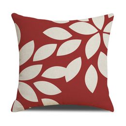 pillow case garden cushion in recycled polyester woven printed leaves pattern 45X45cm linen cushion cover