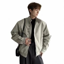 korean Popular Clothes Chic Spring Men's Clothing Windbreaker Jackets for Men Stand-up Collar Outerwear Streetwear Tops Jacket D5G2#