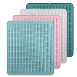 Table Mats Dish Drying Mat Silicone Folding Kitchen Draining Tableware Dishware Cushion Reusable Dinnerware Pad Placemat White