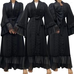 Ethnic Clothing Ramadan Lace Embroidery Open Abaya Dubai Women Eid Kimono Abayas For Muslim Dresses Islam Clothes Kaftan Hijab Robe