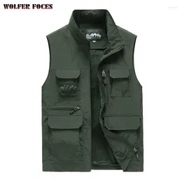 Men's Vests Clothing Hiking Vest Motorcyclist Hunting Summer Mesh Jackets Camping Sleeveless Jacket Leather Mens