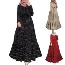 Party Dresses Dubai Turkey Abayas Floral Printed Full Sleeve A-Line Loose Muslim Dress For Women Hijab Female Kaftan Robe Islamic Vestidos