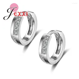 Stud Earrings High Quality Sterling Silver Fashion Ear Jewellery Round With Clear Cubic Zirconia Women Earring