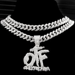 Pendant Necklaces Bling Iced Out Letter Cuban Necklace For Women Men Shiny Rhinestone Zircon Tennis Chain Hip Hop JewelryPendant N276x