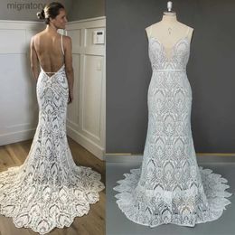 Urban Sexy Dresses Spaghetti Strap Lace Mermaid Wedding Dress Boho Beach Rustic Open Back 2022 Backless Cut Out Country Sweep Train Bridal Gowns yq240329