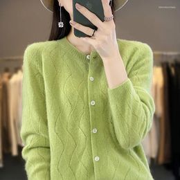 Women's Knits BELIARST Sweater 2024 Spring Wear Cardigan O-Neck Knitted Jacket Merino Wool Wisp Of Air Tops