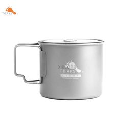 Camp Kitchen TOAKS Titanium Pot POT-550-L Ultralight Version Cup 0.3mm Outdoor Camping Finshing Mug with Lid and Foldable Handle 550ml 72g 240329