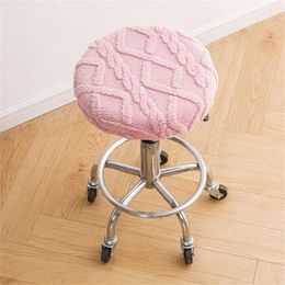 Chair Covers Solid Colour Round Cover Velvet Bar Stool Elastic Anti-Slip Cushion Barstool Protectors Slipcovers