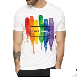 Men'S T-Shirts Mens T Shirts Pride Lgbt Gay Love Lesbian Rainbow Design Print For Man And Women Summer Casual Is Tee Shirt Uni Clothes Dhmtp