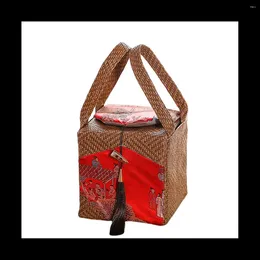 Storage Bags Rattan Fabric Teapot Bag Ceramic Tea Pot Cosies Cloth Gift Box Empty With Tassels Chinese Style StorageA